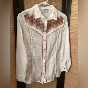 Anthropologie western shirt Sz S Tantrums EUC embroidered prairie